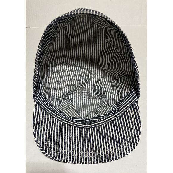 Vtg California Redwood Western Hat Railroad Conductor Striped Cap 7 1/4 - Picture 4 of 7